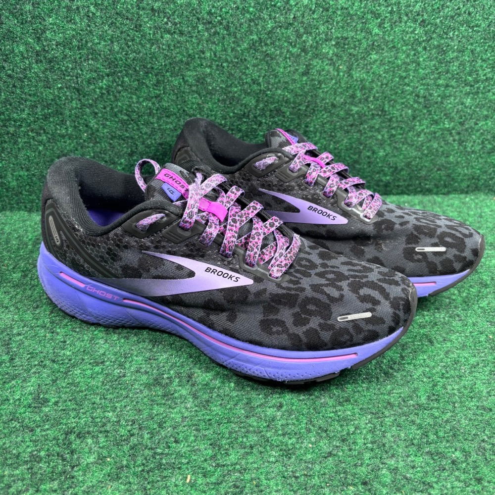 Brooks Ghost 14 Womens Running Shoes 8 Leopard Print Purple Black 1203561B098 - Picture 2 of 8